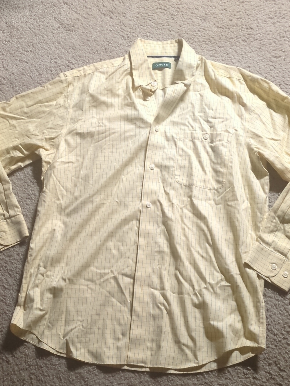 Orvis Men's Yellow Plaid Long-Sleeve Button-Down Shirt